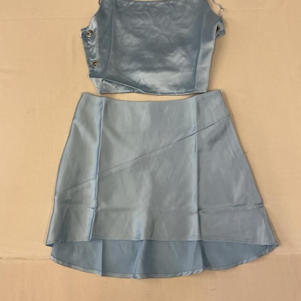 Light‎ blue satin two-piece set